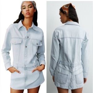 ZARA Women’s Denim Light Blue Wash Shirt Dress Size Medium